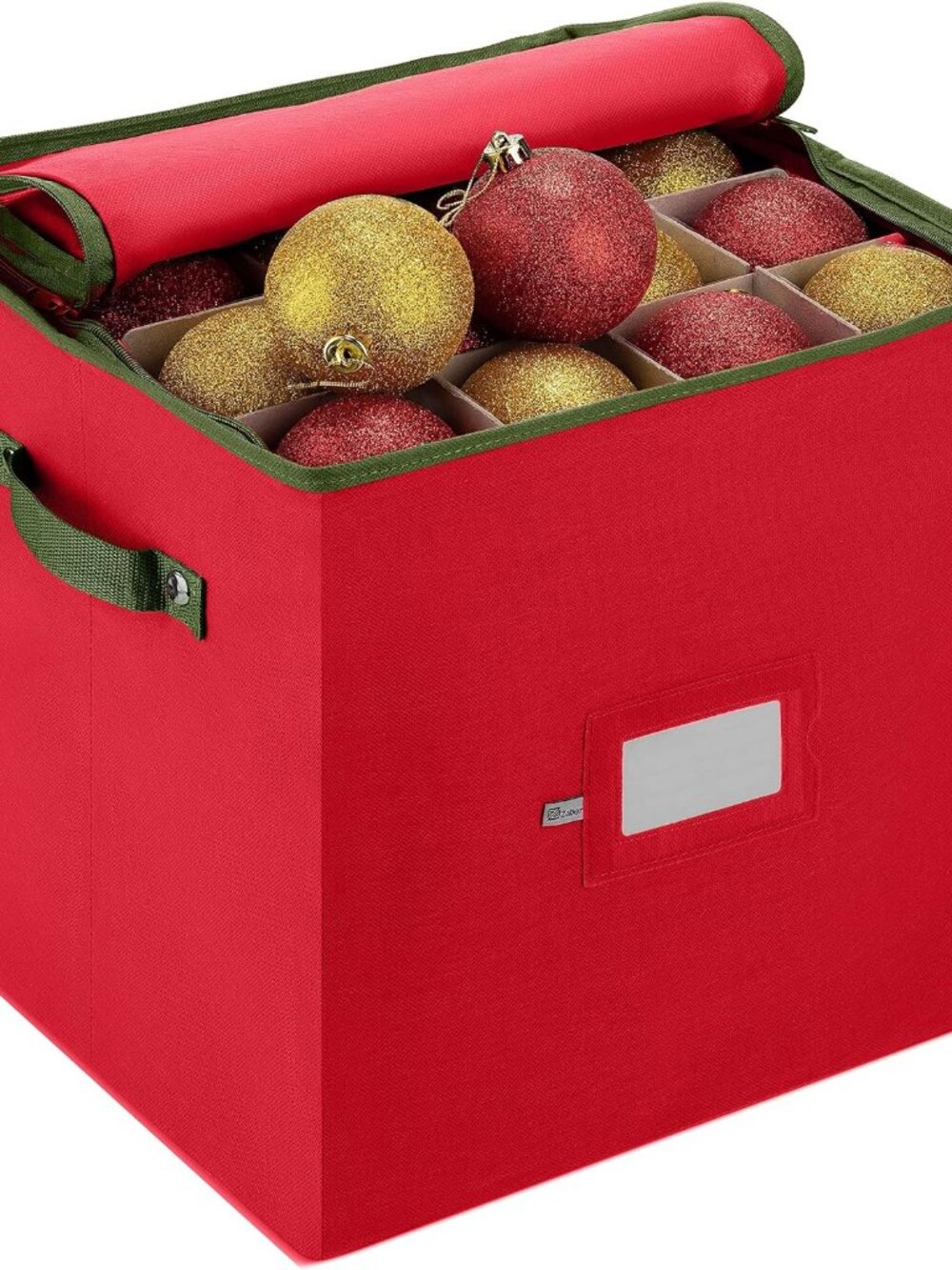 Christmas Ornament Storage Box - Stores 64 3" Ornaments, With Dividers - Ornamen